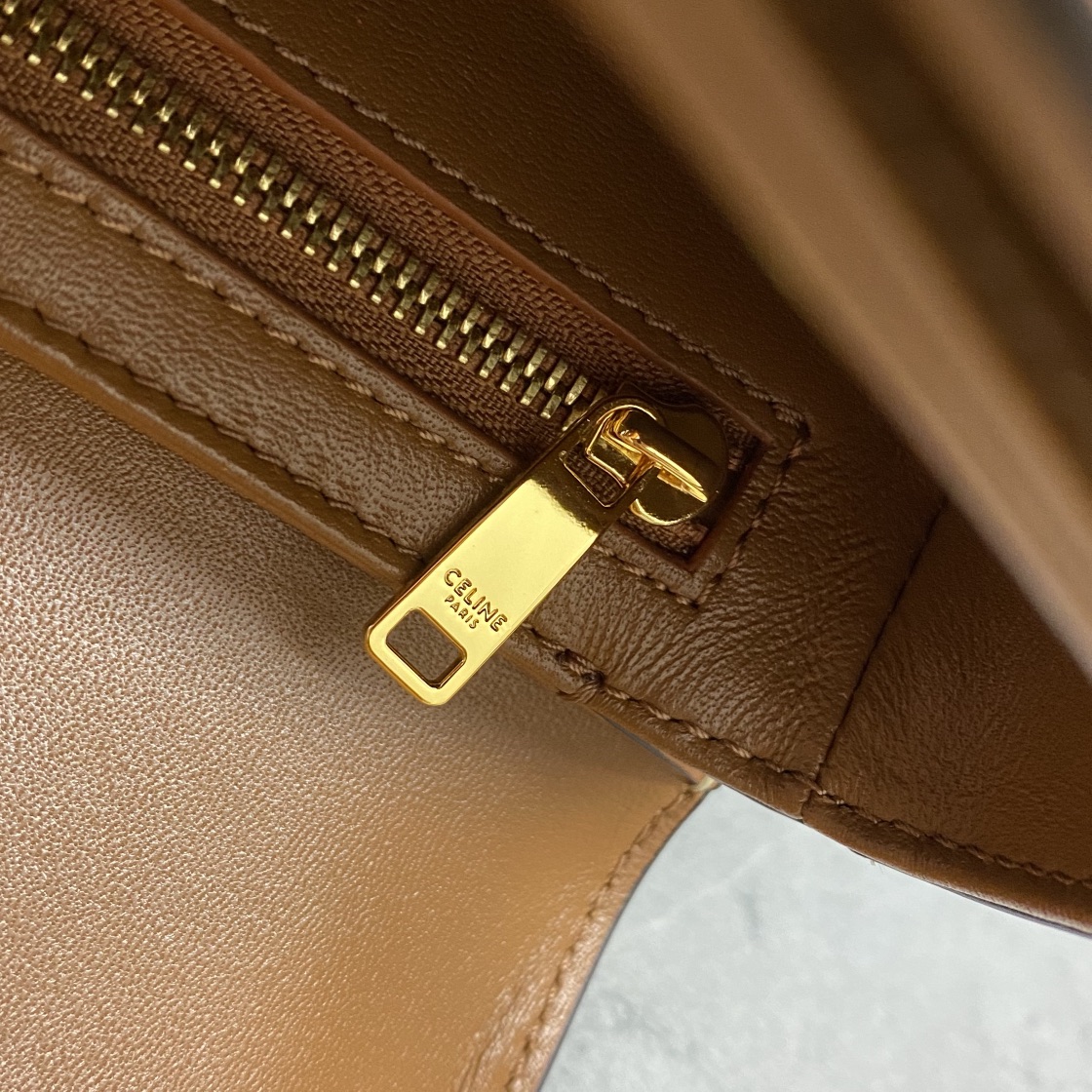 Celine Teen Triomphe Bag In Shiny Calfskin Tan 188423